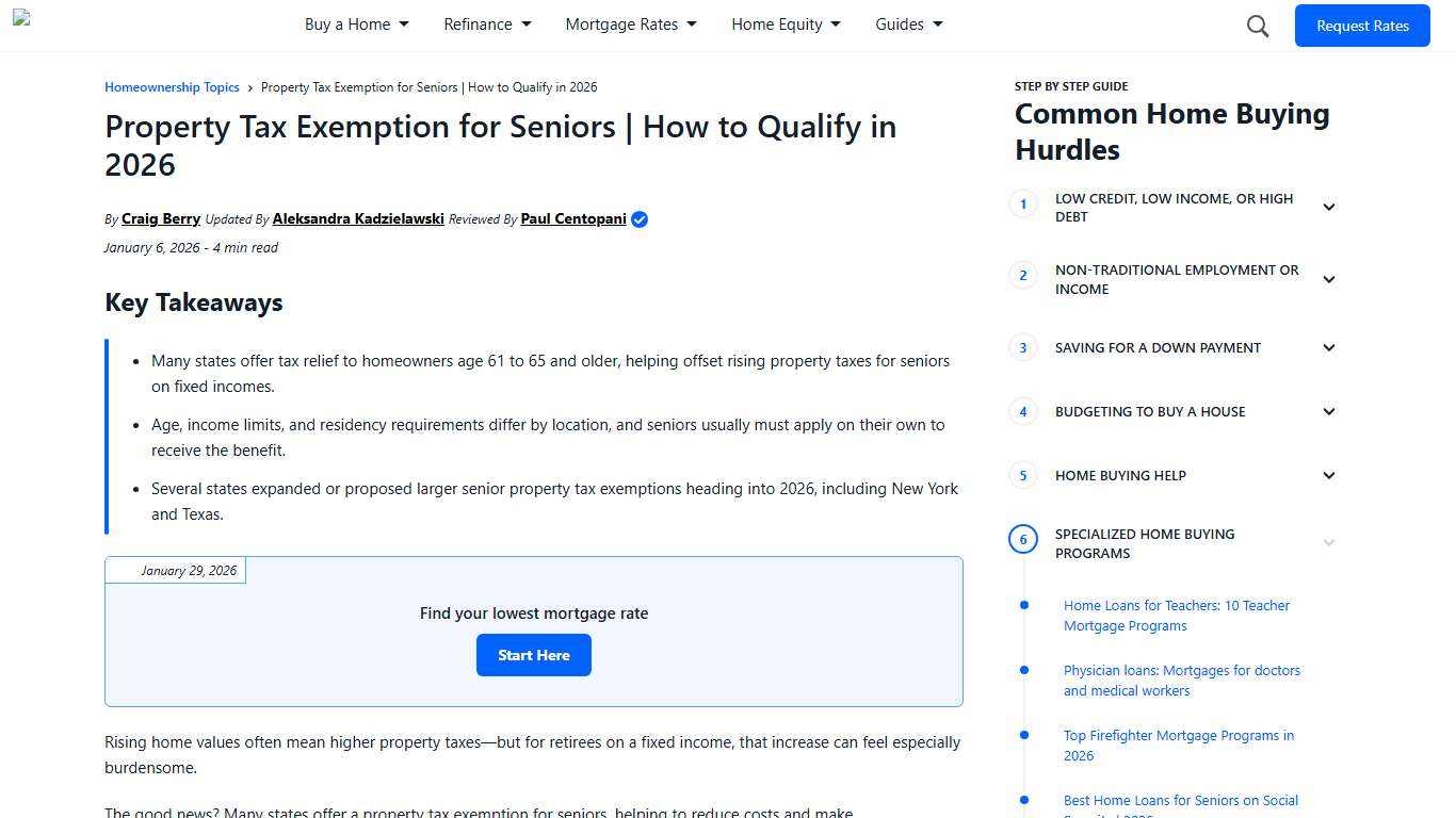 Property Tax Exemption for Senior How to Qualify in 2026