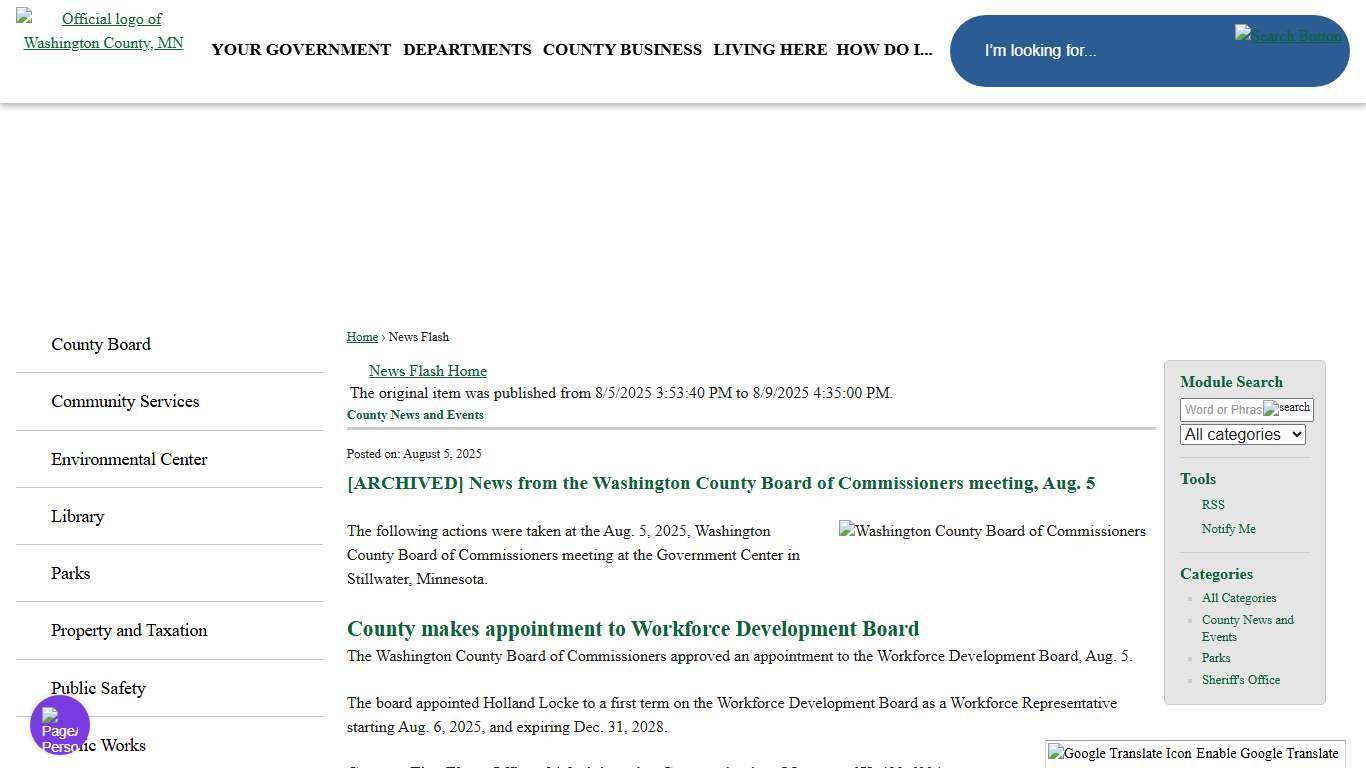 News Flash • Washington County, MN • CivicEngage